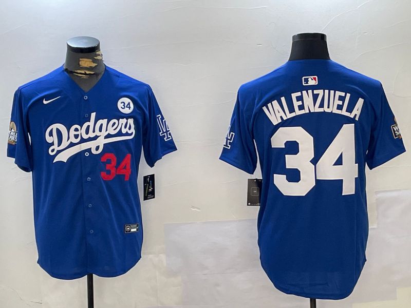 Men Los Angeles Dodgers #34 Valenzuela Blue Game 2024 Nike MLB Jersey style 1120